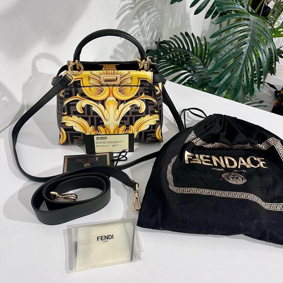 Fendi x Versace "Fendace" Baroque Zucca Print Mini Peekaboo Bag - Picture 15 of 15